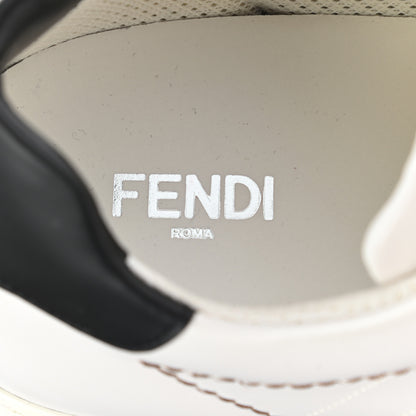 Fendi Calfskin Fabric Jacquard FF Mens Low Top Sneakers 8 White Black 7 of 8