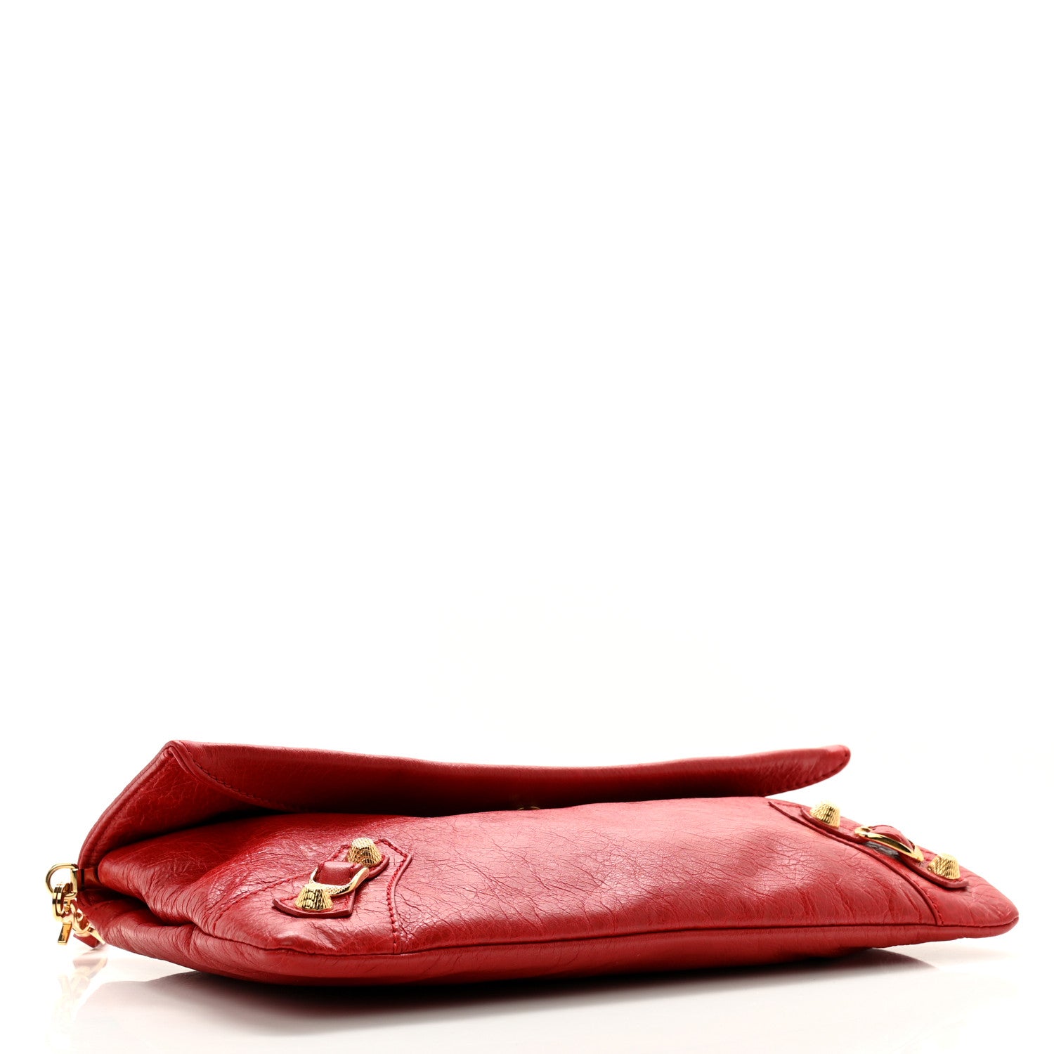 Balenciaga Agneau Giant 12 Gold Hardware Envelope Strap Clutch Rouge Lipstick 5 of 14