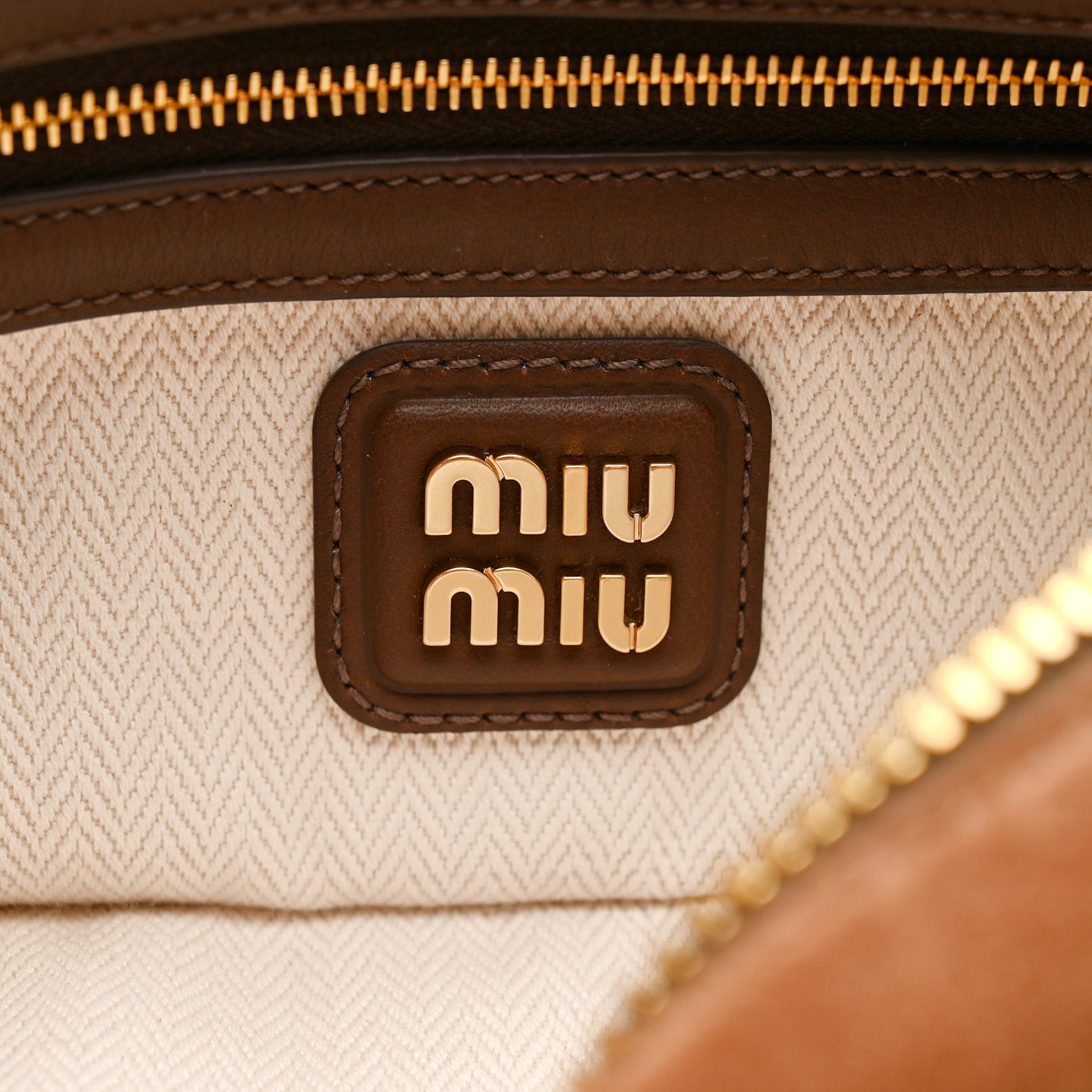 Miu Miu Suede Padded Regular Arcadie Top Handle Bag Cacao 1770562