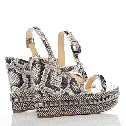 Christian Louboutin Watersnake Print Cataclou 120 Wedge Sandals 40 Roccia Gun Metal 4 of 7
