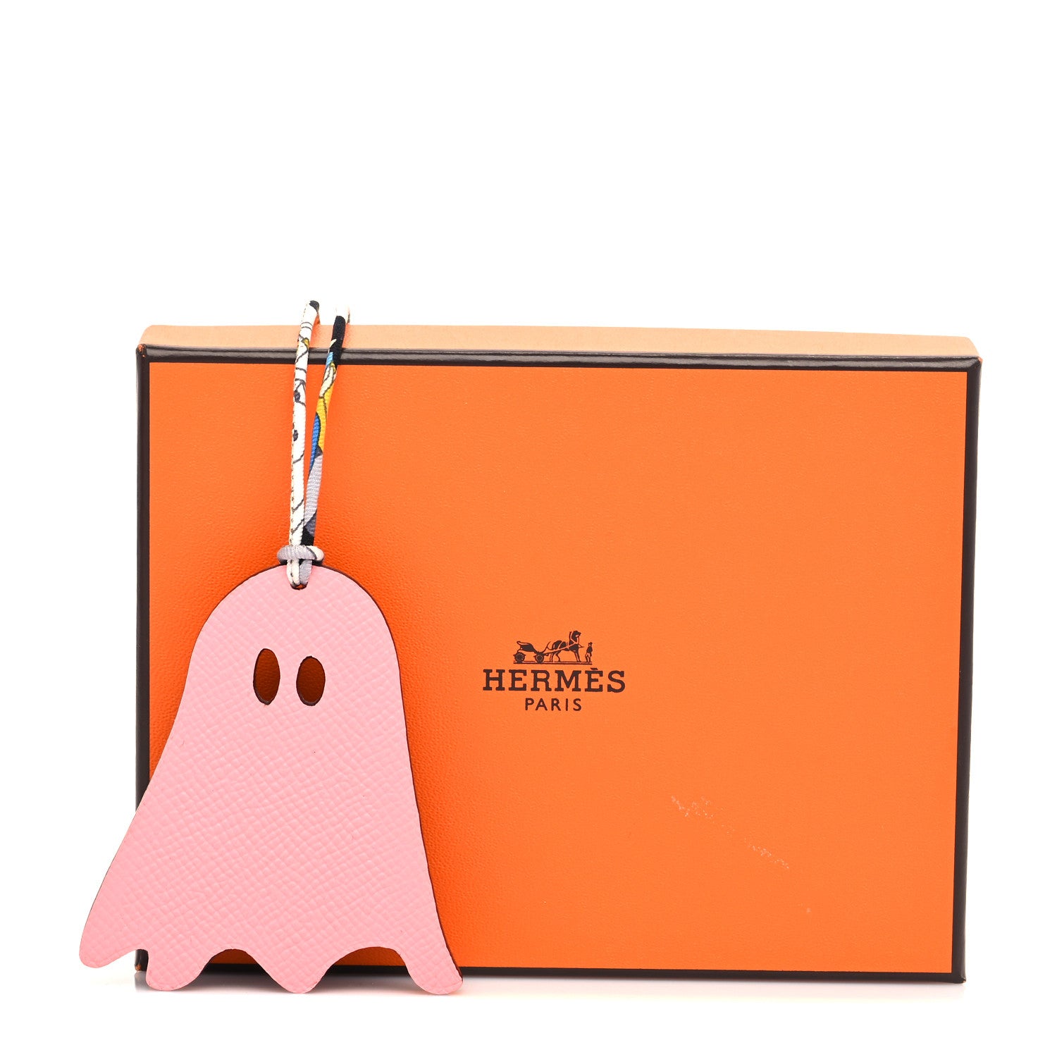 Hermes Togo Epsom Petit H Ghost Bag Charm Rose Confetti Vert Fonce 5 of 5