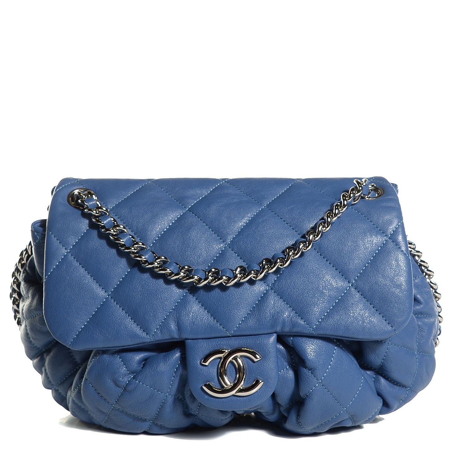 Washed Lambskin Chain Around Medium Messenger Blue