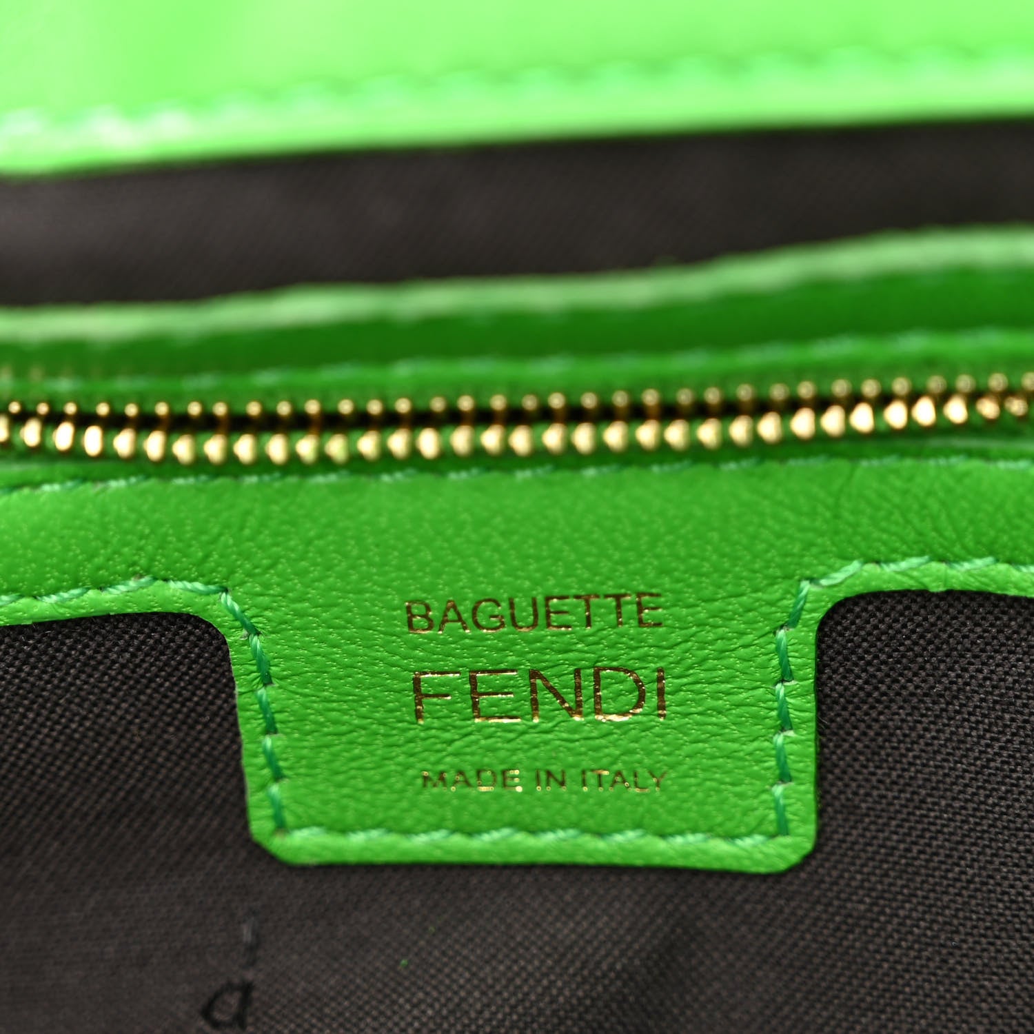 Fendi Nappa FF 1974 Embossed Baguette Tomatillo 6 of 9