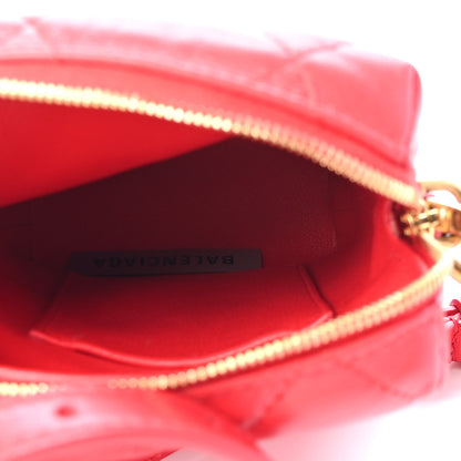 Balenciaga Nappa Calfskin Quilted Mini Touch B Shoulder Bag Bright Red 4 of 4