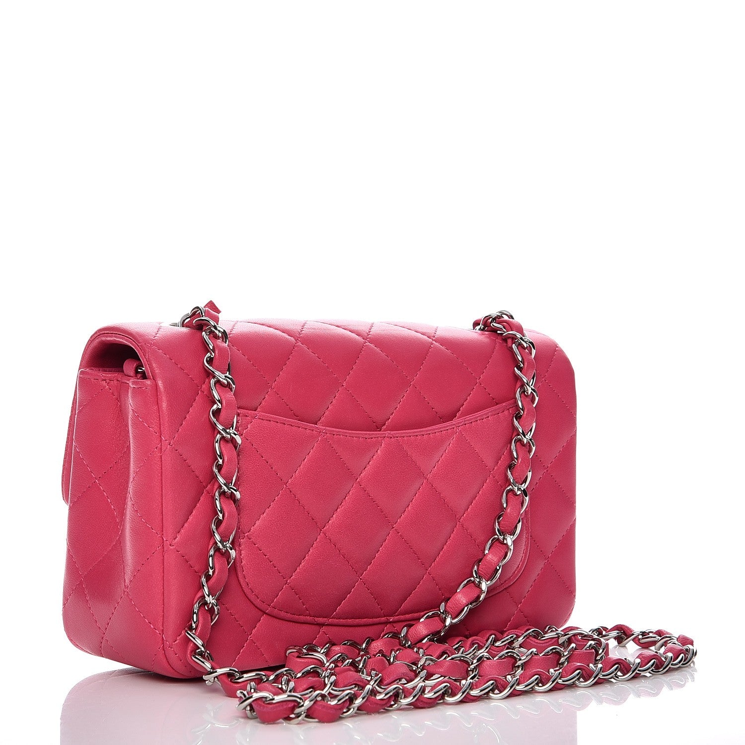 Chanel Lambskin Quilted Mini Rectangular Flap Fuchsia 3 of 11