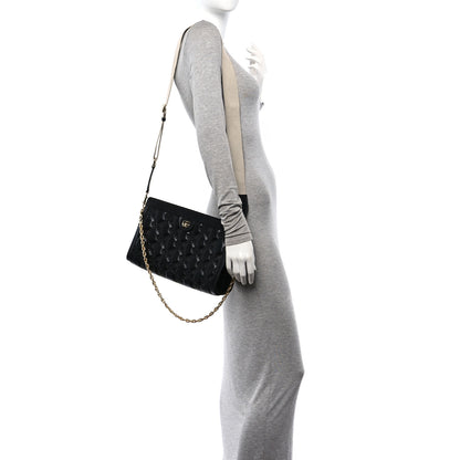 Gucci Calfskin GG Matelasse Large Slim Chain Shoulder Bag Black Natural 2 of 12