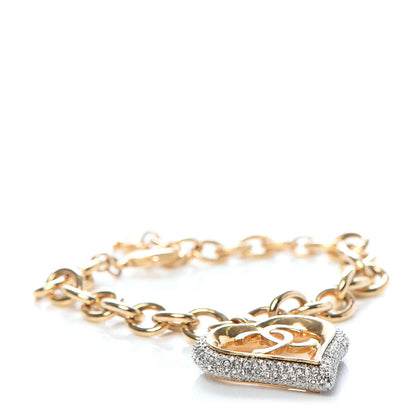 Chanel Crystal Chain Heart Bracelet Gold 1 of 5