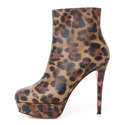 Christian Louboutin Calfskin Leopard Print Bianca 120 Ankle Boots 38 Brown 1 of 8