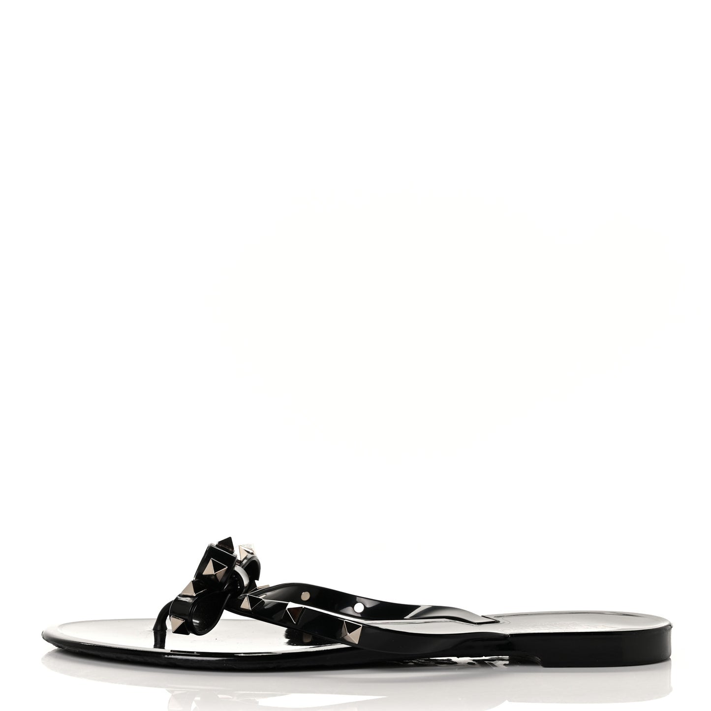 PVC Jelly Rockstud Bow Thong Sandals 41 Black