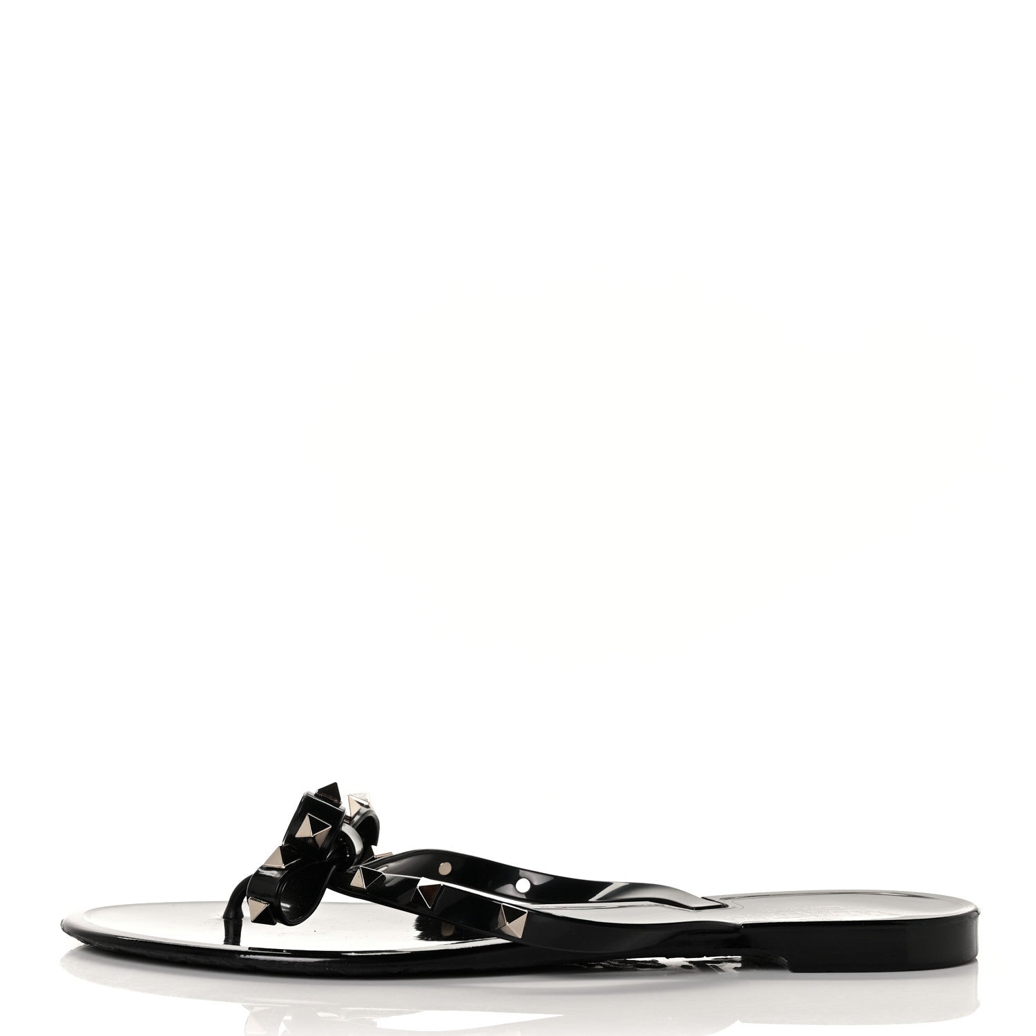 Valentino Garavani PVC Jelly Rockstud Bow Thong Sandals 41 Black 1 of 7