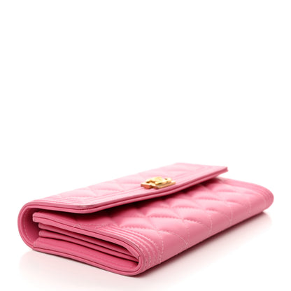 Chanel Lambskin Quilted Large Boy Gusset Flap Wallet Pink 4 of 12