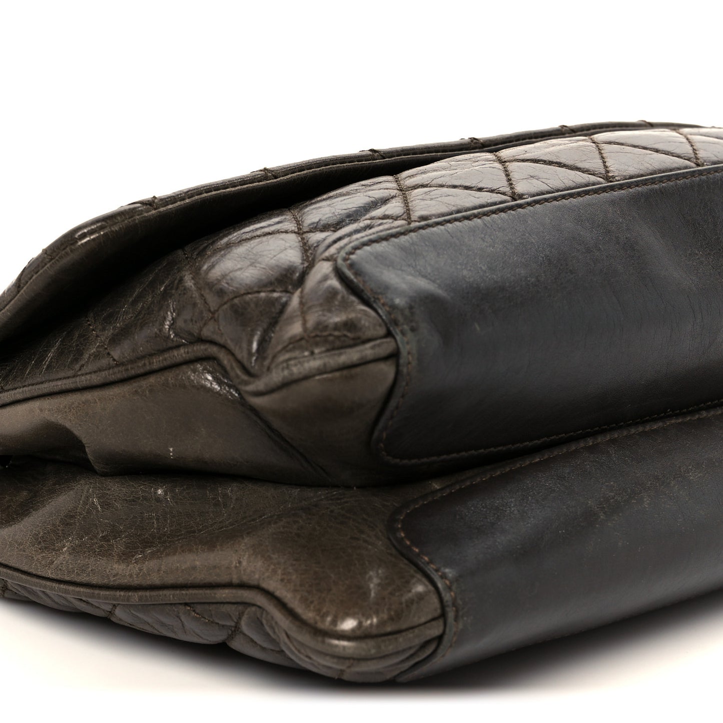 Aged Calfskin Quilted Accordion CC Flap Dark Brown