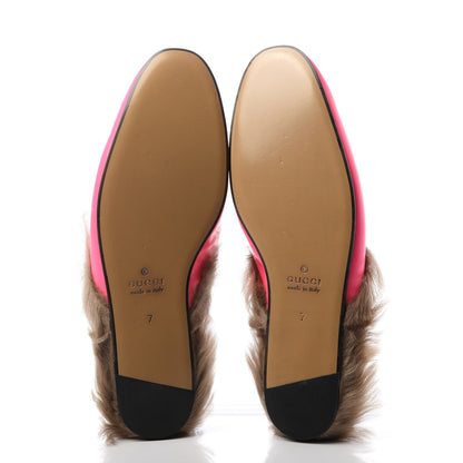 Gucci Calfskin Fur Mens Princetown Slippers 7 Fuxia Fluo Natural 5 of 9