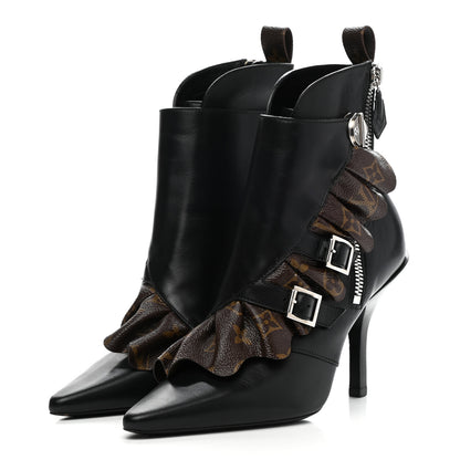 Louis Vuitton Calfskin Monogram Janet Ankle Boots 38 Black 3 of 8