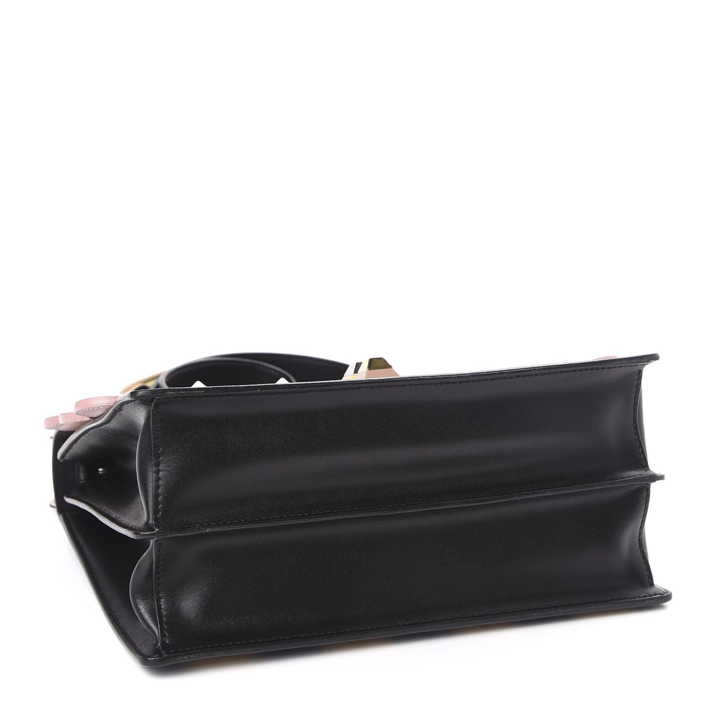 Vitello Liberty Lucido Pequin Inlay Studded Kan I Shoulder Bag Black Multicolor