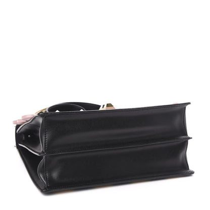 Fendi Vitello Liberty Lucido Pequin Inlay Studded Kan I Shoulder Bag Black Multicolor 4 of 10