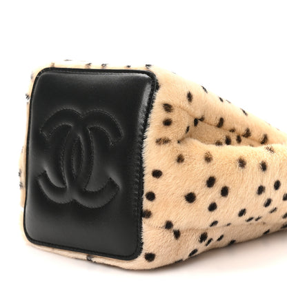 Chanel Pony Hair Cheetah Printed CC Chain Bucket Bag Light Beige Black 9 of 10