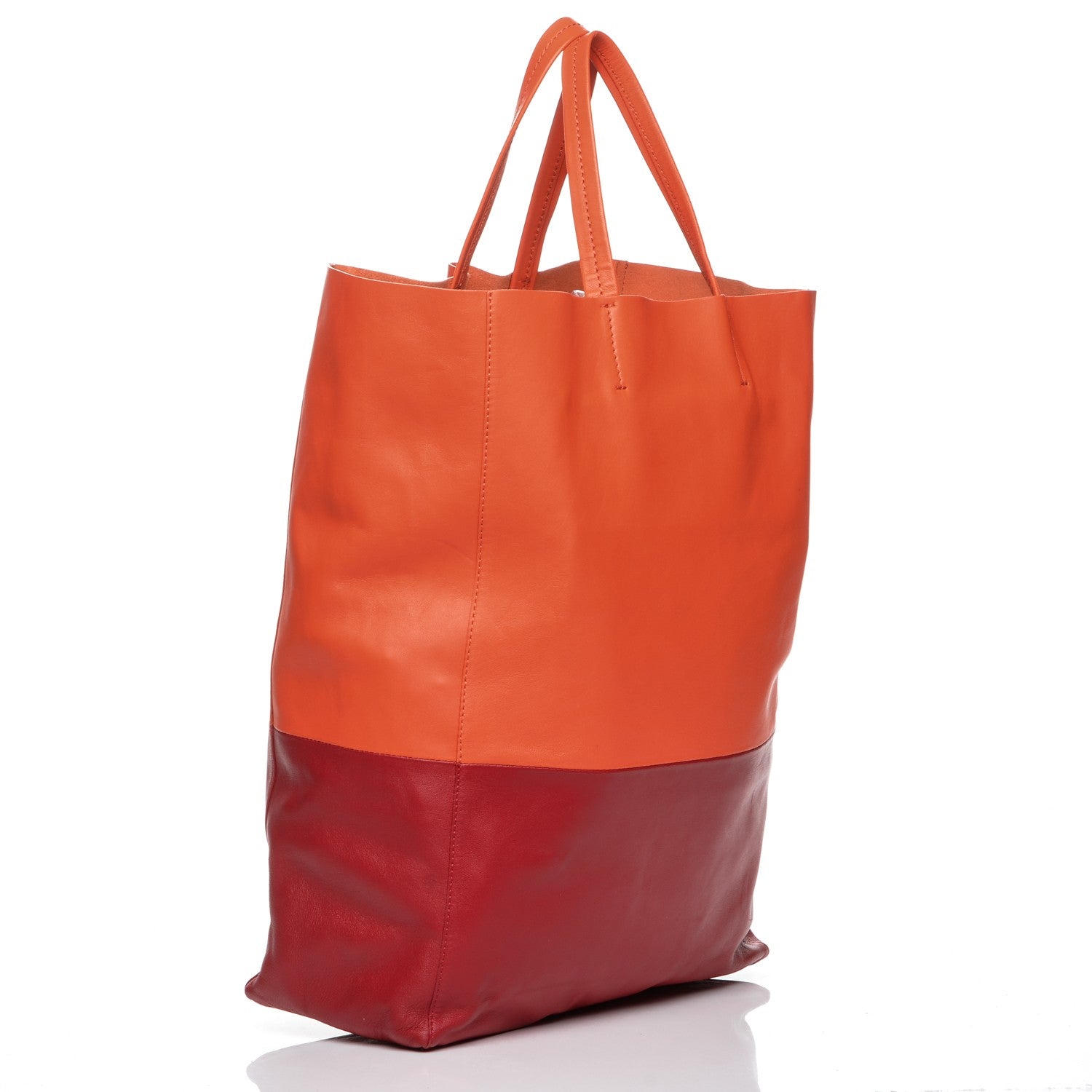 Celine Lambskin Vertical Bi-Cabas Orange Magenta 3 of 6
