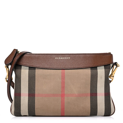 Burberry House Check Derby Peyton Crossbody Clutch Bag Tan 1 of 23