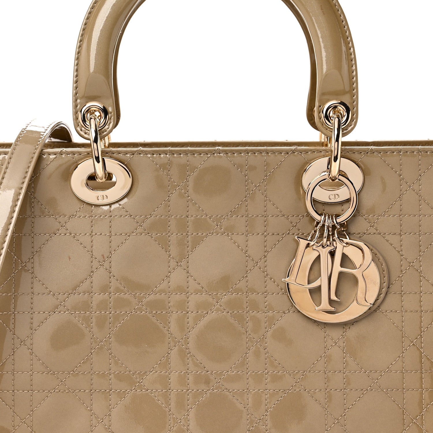 Christian Dior Patent Cannage Stitched Large Lady Dior Beige 7 of 10