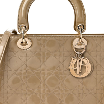 Christian Dior Patent Cannage Stitched Large Lady Dior Beige 7 of 10