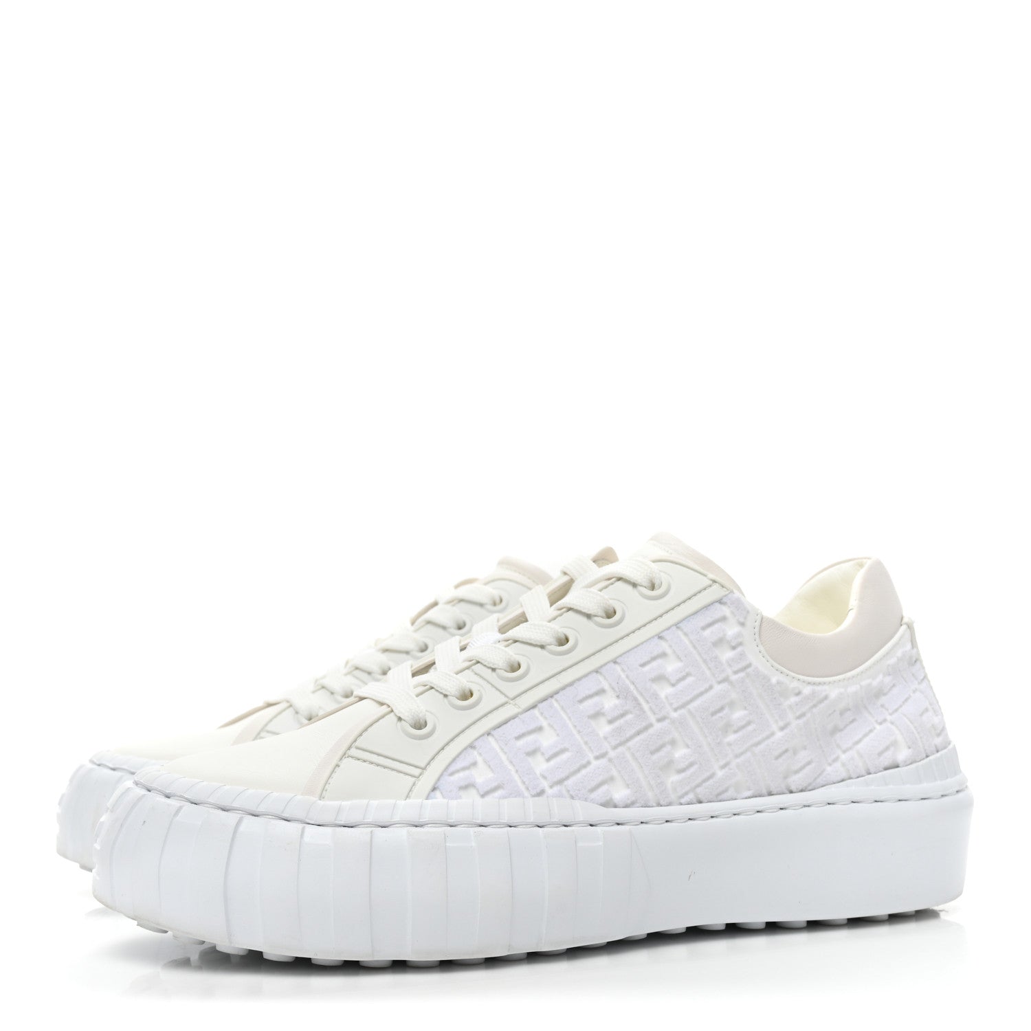 Fendi Velvet FF Calfskin Womens Fendi Force Low Top Sneakers 39 White 3 of 16
