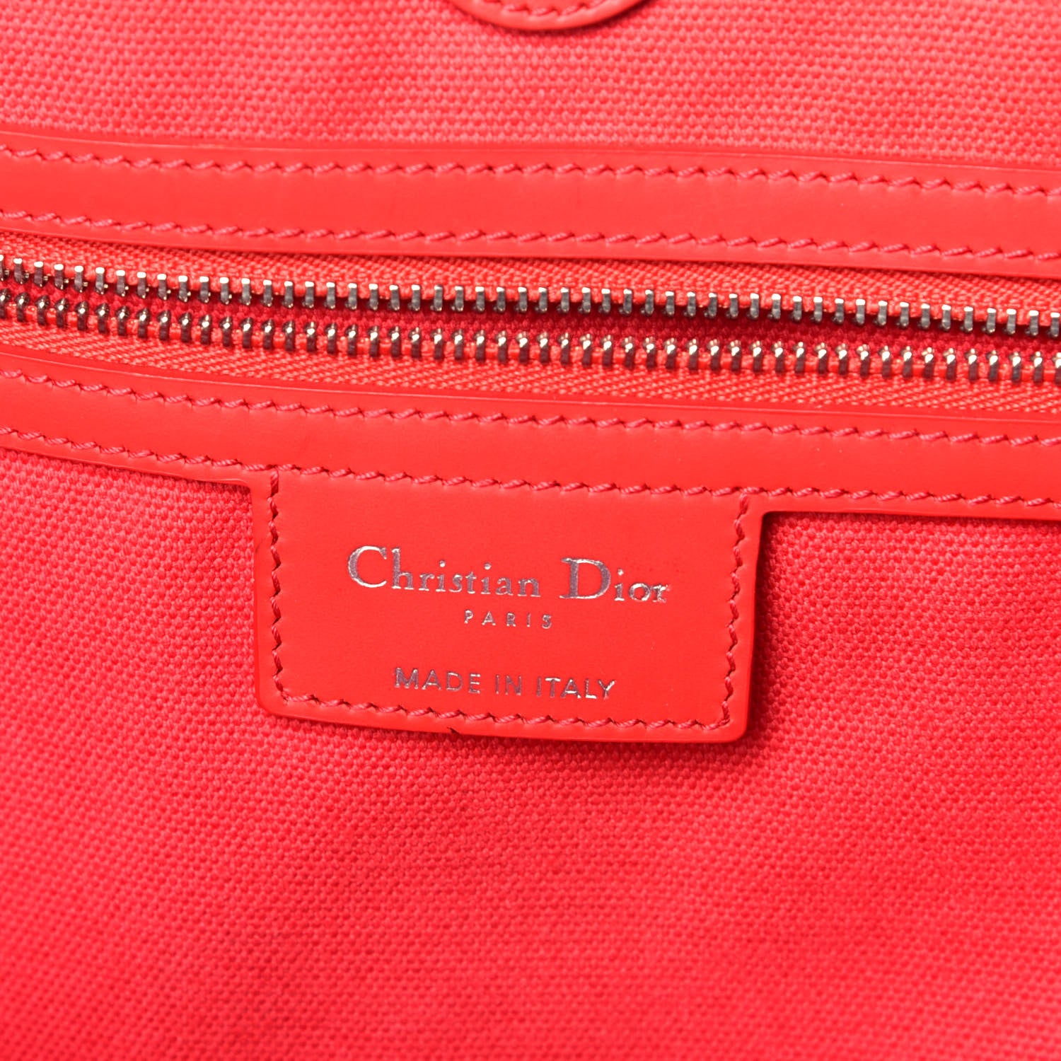 Christian Dior Coated Canvas Cannage Panarea Shopping Tote Red 10 of 17