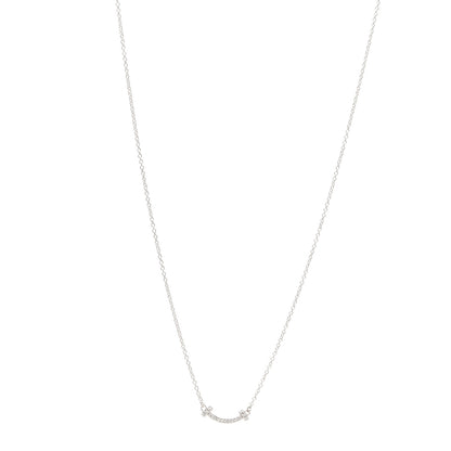 Tiffany 18K White Gold Diamond Mini T Smile Pendant Necklace 1 of 6