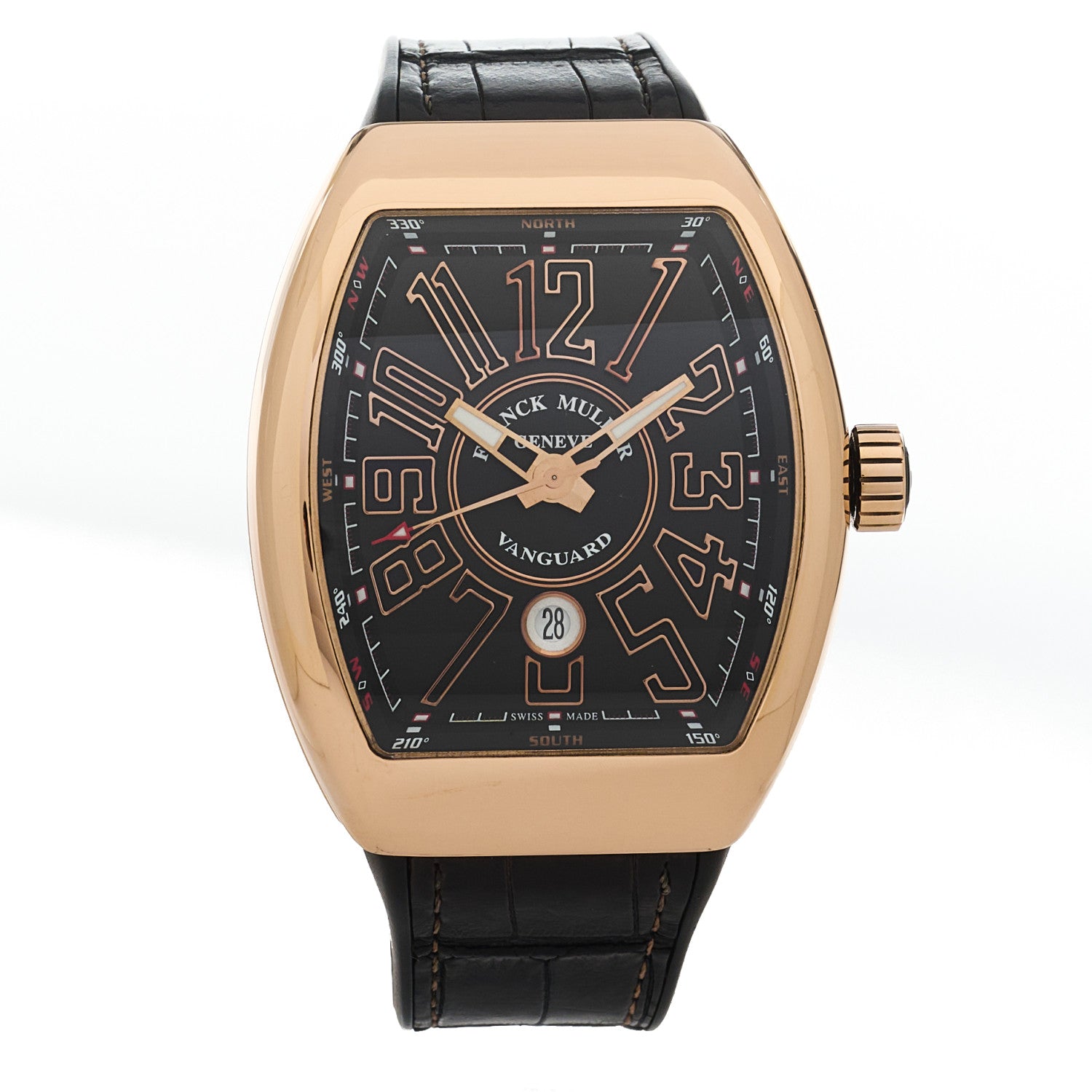 Franck Muller 18K Rose Gold Alligator 45mm Vanguard Black Automatic Watch V45SCDT 1 of 5