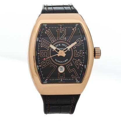 Franck Muller 18K Rose Gold Alligator 45mm Vanguard Black Automatic Watch V45SCDT 1 of 5