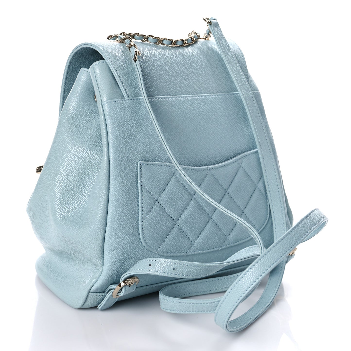 Caviar Quilted Business Affinity Backpack Light Blue