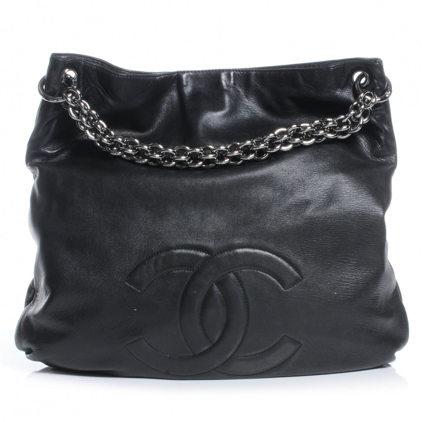 Lambskin Soft and Chain Large Hobo Black