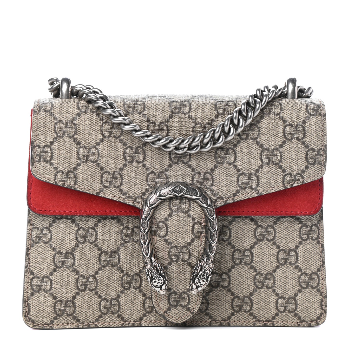 GG Supreme Monogram Mini Dionysus Shoulder Bag Hibiscus Red