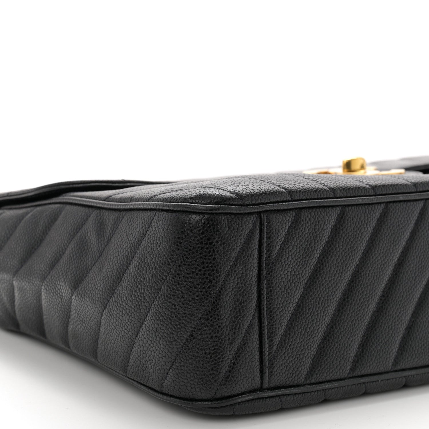 Chanel Caviar Chevron Quilted Maxi Single Flap Black 9 of 10