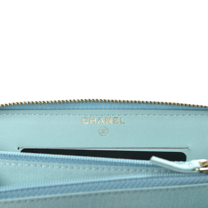 Chanel Caviar Quilted Medium Zip Around Wallet Light Blue 6 of 9
