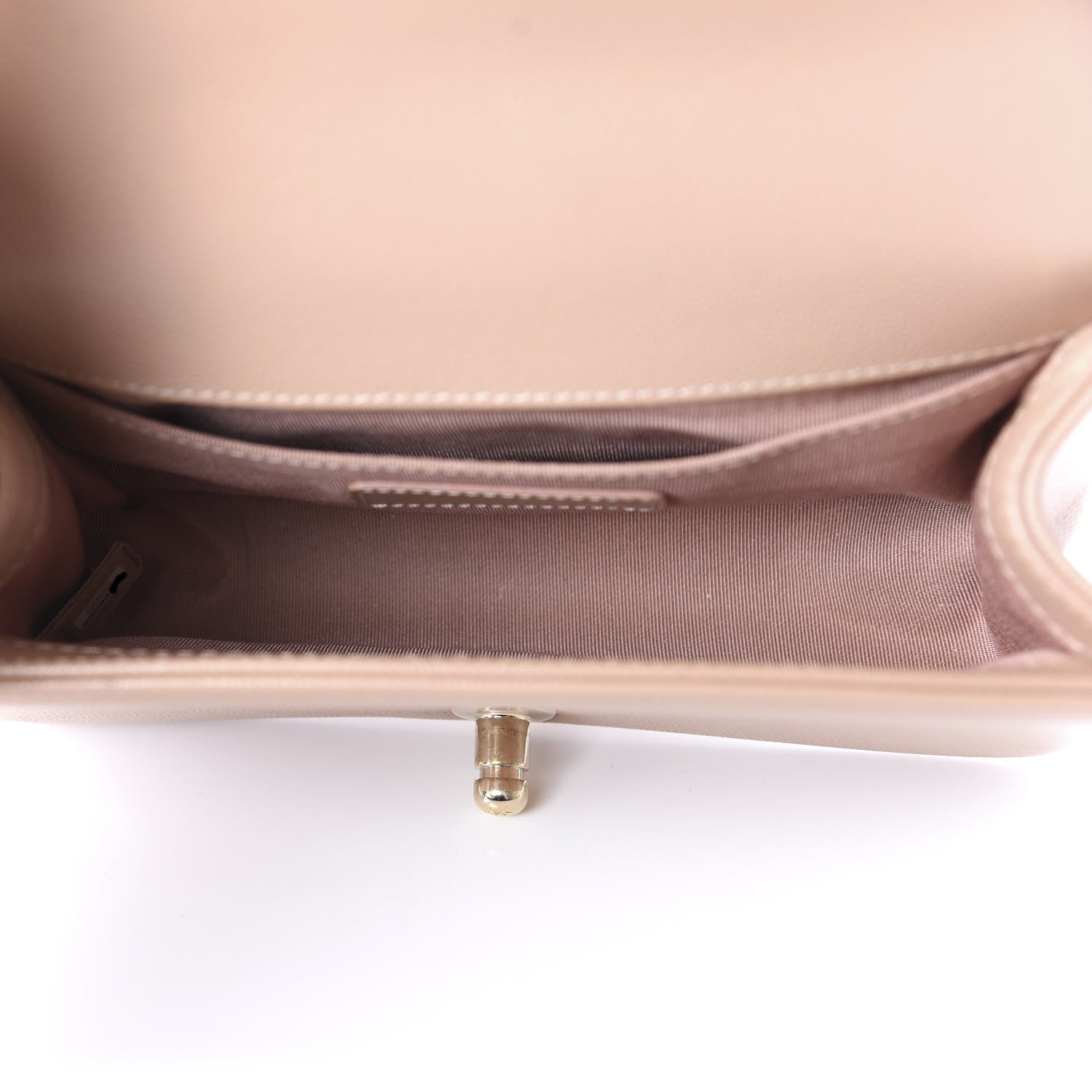 Chanel Caviar Chevron Quilted Small Boy Flap Dark Beige 5 of 10