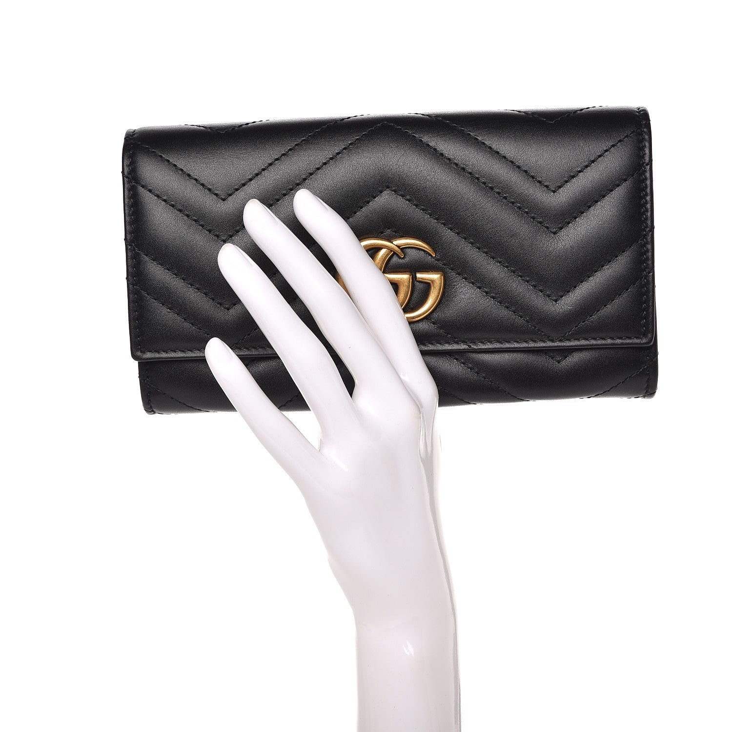 Gucci Calfskin Matelasse GG Marmont Continental Wallet Black 2 of 7