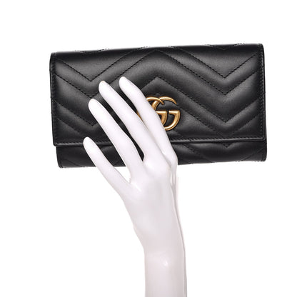 Gucci Calfskin Matelasse GG Marmont Continental Wallet Black 2 of 7