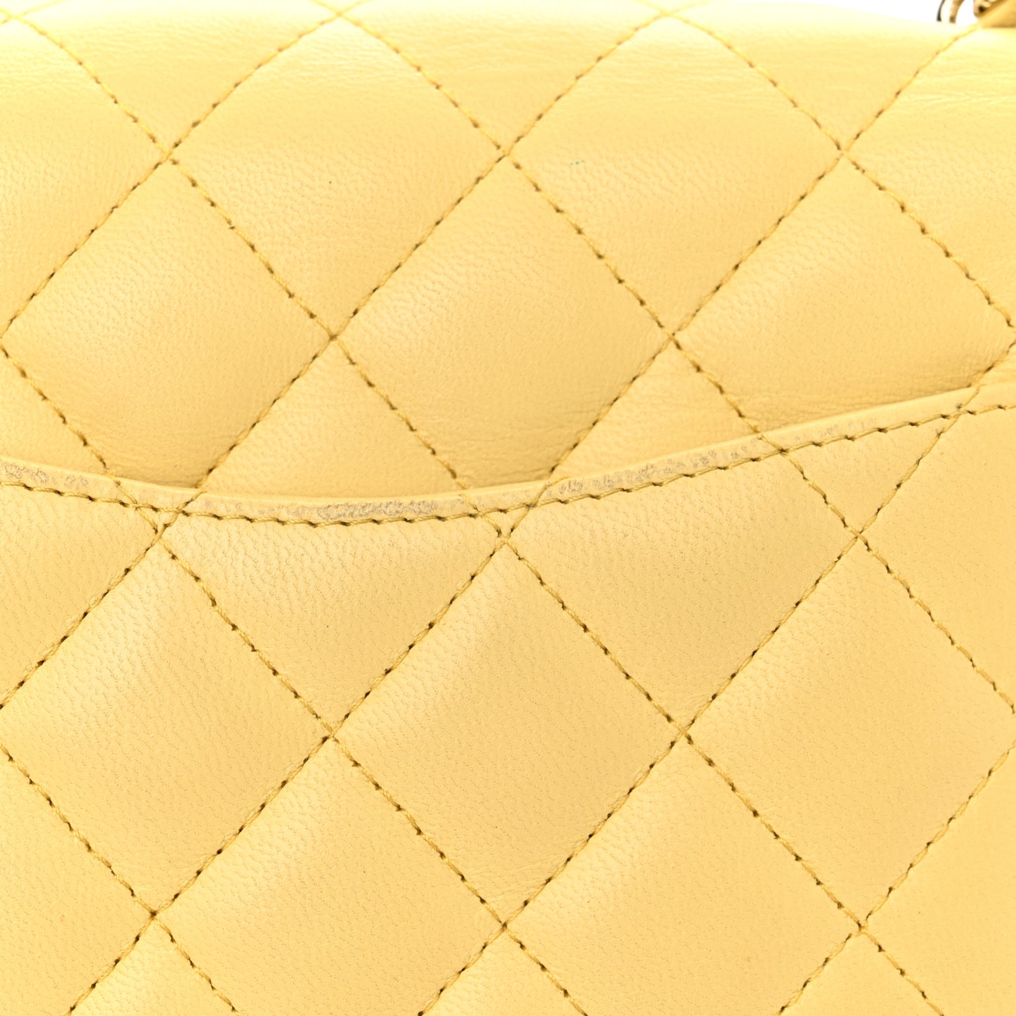 Lambskin Quilted Mini Square Flap Light Yellow