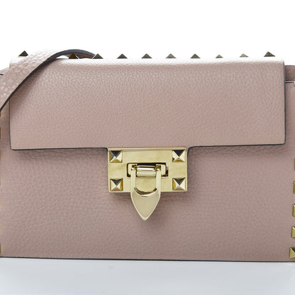 Valentino Garavani Pebbled Calfskin Small Rockstud Overlay Flap Shoulder Bag Poudre 7 of 11