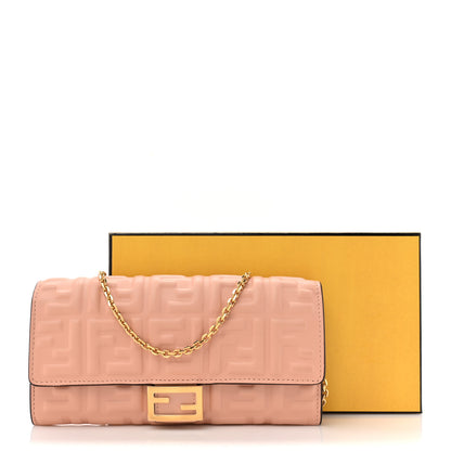 Fendi Nappa Matisse FF Embossed Continental Wallet On Chain Baby Pink 15 of 15