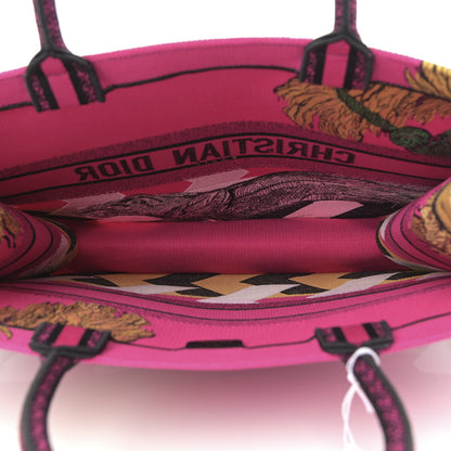 Christian Dior Canvas Embroidered Large Jungle Pop Book Tote Fuchsia Multicolor 5 of 12
