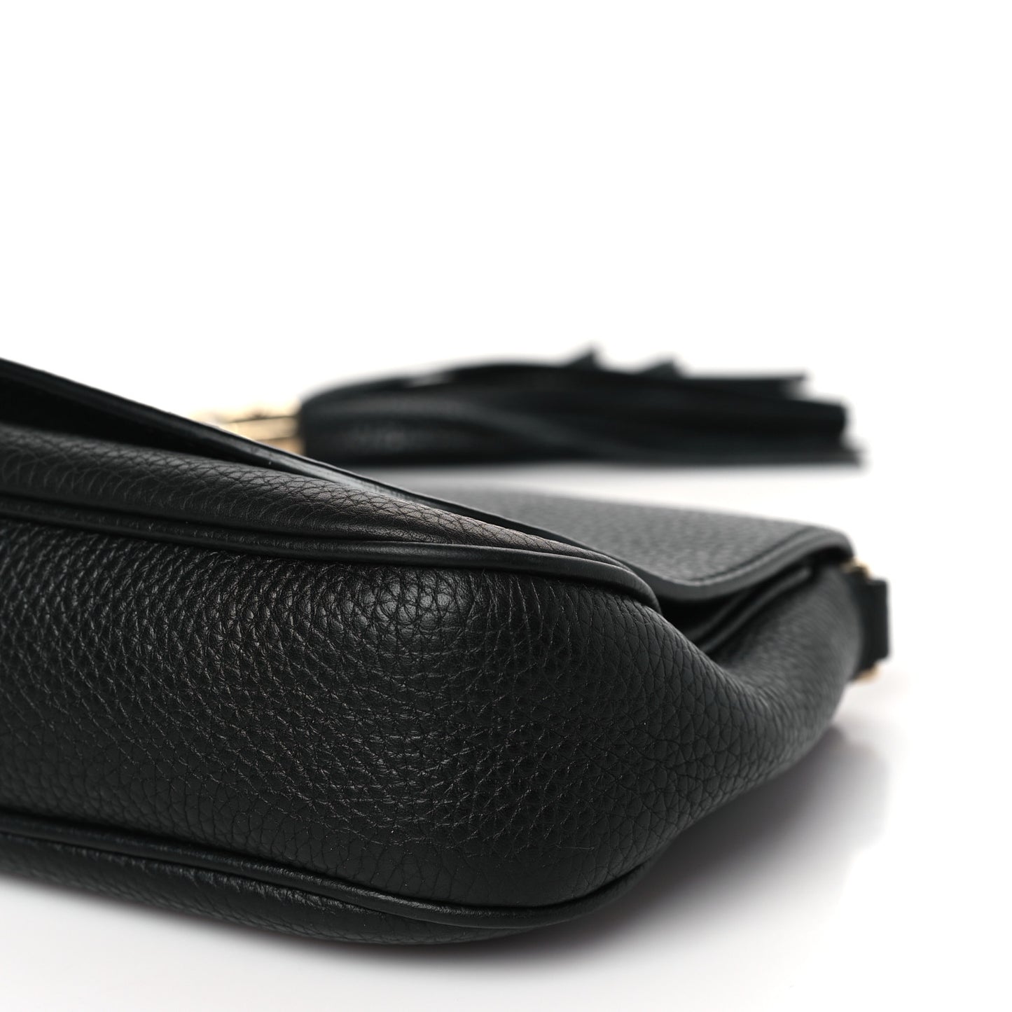 Pebbled Calfskin Medium Soho Flap Crossbody Black