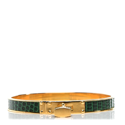 Hermes Lizard Kelly Lock Cadena Bracelet Vert Fonce 1 of 5