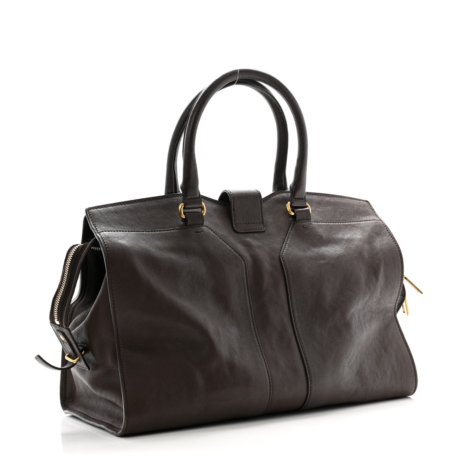 Saint Laurent Calfskin Medium Cabas ChYc Dark Brown 3 of 13
