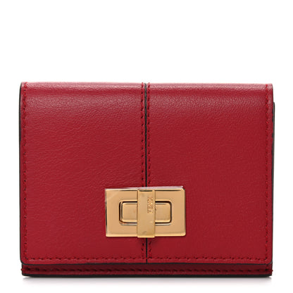 Fendi Vitello Grace Peekaboo Micro Tri-Fold Wallet Fragola 1 of 12