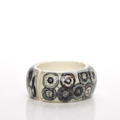 Chanel Enamel Crystal CC Bangle Black White 3 of 7