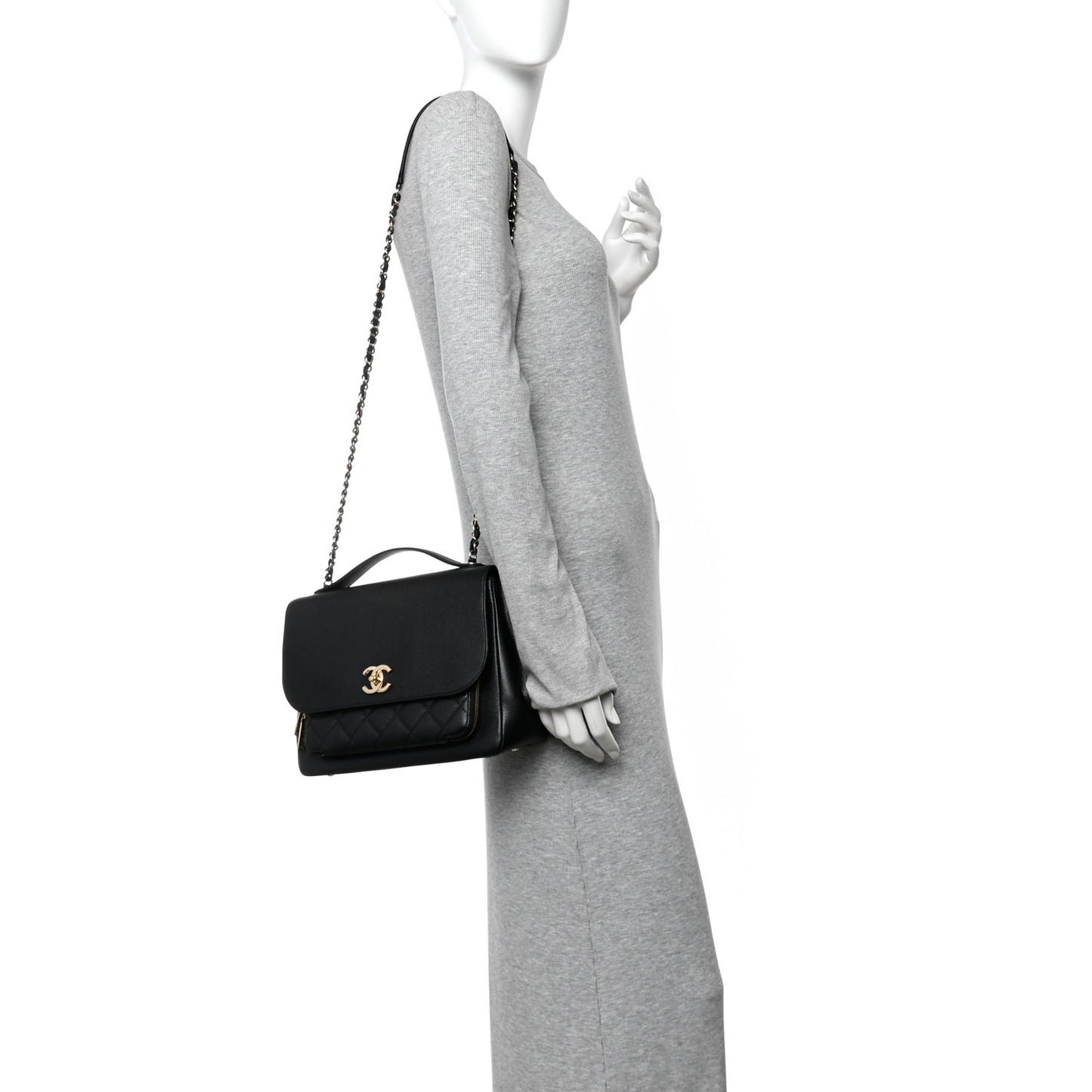 Caviar Quilted Large Business Affinity Flap Black
