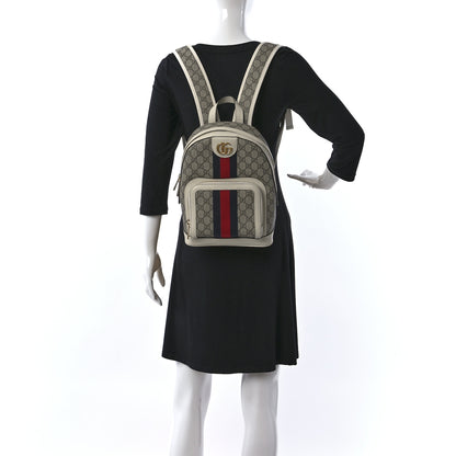 Gucci GG Supreme Monogram Textured Calfskin Web Small Ophidia Day Backpack Beige Ebony Mystic White 2 of 11