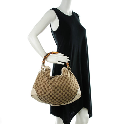 Gucci Monogram Medium Peggy Bamboo Top Handle Bag Off White 2 of 9